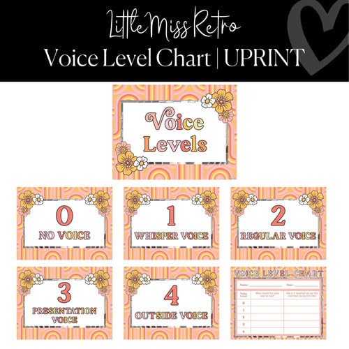 Printable Retro Voice Level Poster Set Classroom Management Little Miss Retro by UPRINT