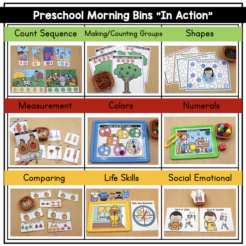 Preschool October Morning Bins | Printable Classroom Resource | The Moffatt Girls