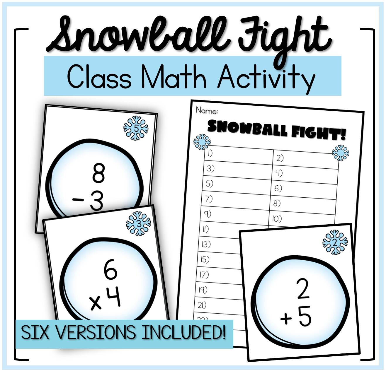 Snowball Fight! Math Activity | Addition, Subtraction, Division, Multi –  Schoolgirl Style