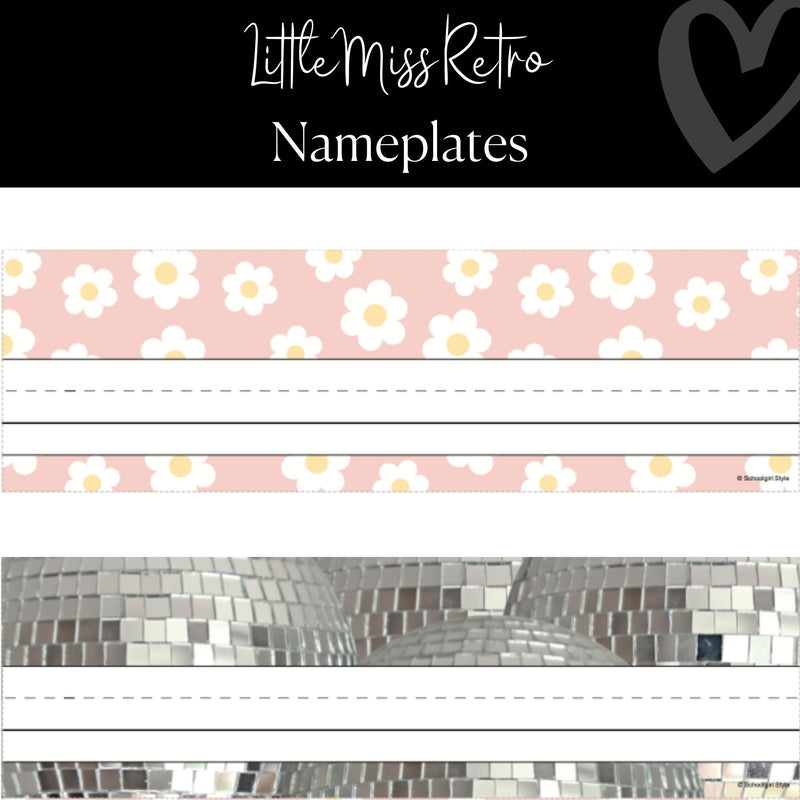 Little Miss Retro Classroom Decro Disco Ball and Flower Nameplates  by ULitho