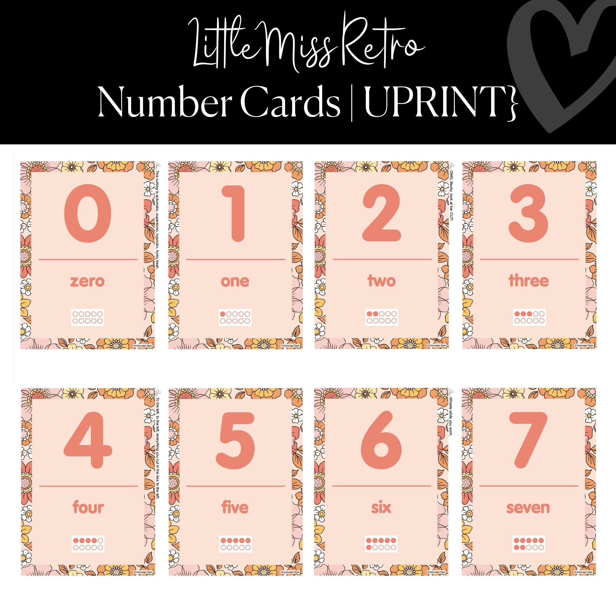 Printable Number Cards Bulletin Board Set | Floral Classroom Decor | UPRINT  | Midnight Meadow | Schoolgirl Style