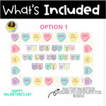 Valentine's Day: Candy Hearts Garland Set | Printable Teacher Resources | Tales of Patty Pepper