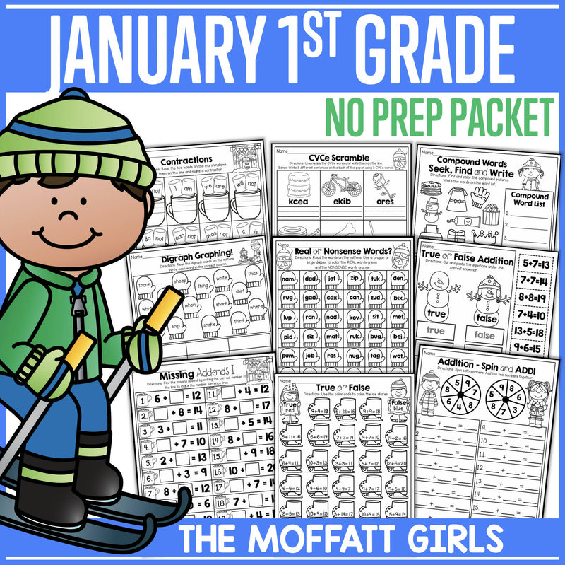 January First Grade No Prep Packet by The Moffatt Girls