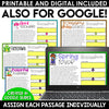 Spring Reading Passages Main Idea and Supporting Details Activities Central Idea