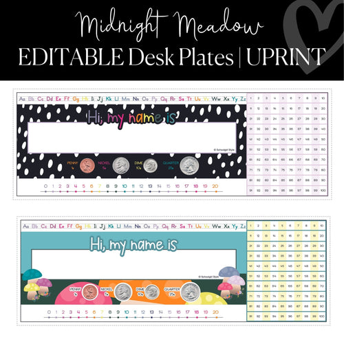 Printable and Editable Classroom Desk Plate Midnight Meadow  by UPRINT