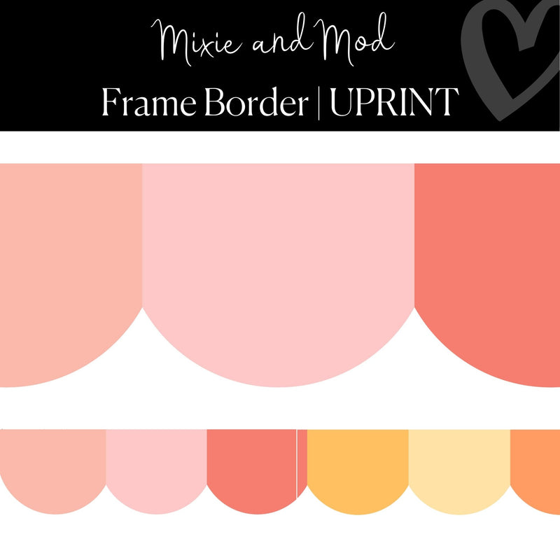 Printable Classroom Boarder Muted Rainbow Scallop Border Mixie and Mod by UPRINT
