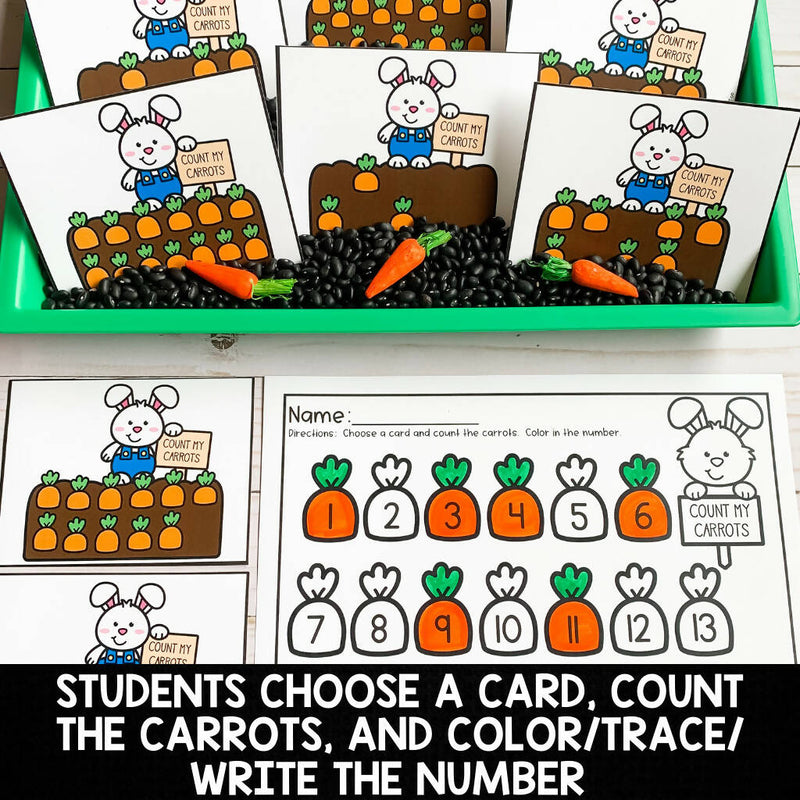 Feed the Bunny & Carrot Counting Bundle | Glitter and Glue and Pre-K Too