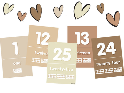 Number Cards Simply Boho by UPRINT