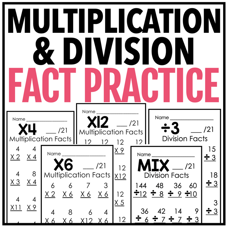 Multiplication and Division Fact Practice by Miss West Best