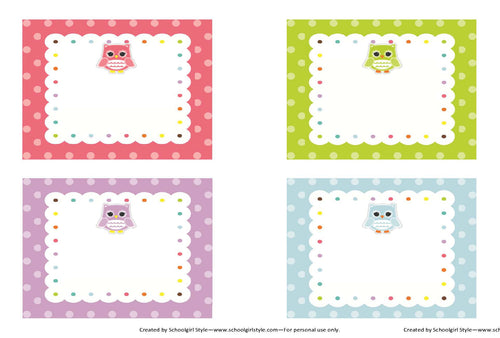 Multipurpose Labels Bright Owls by UPRINT