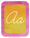 Flamingo Watercolor - Cursive Alphabet Letters {UPRINT}
