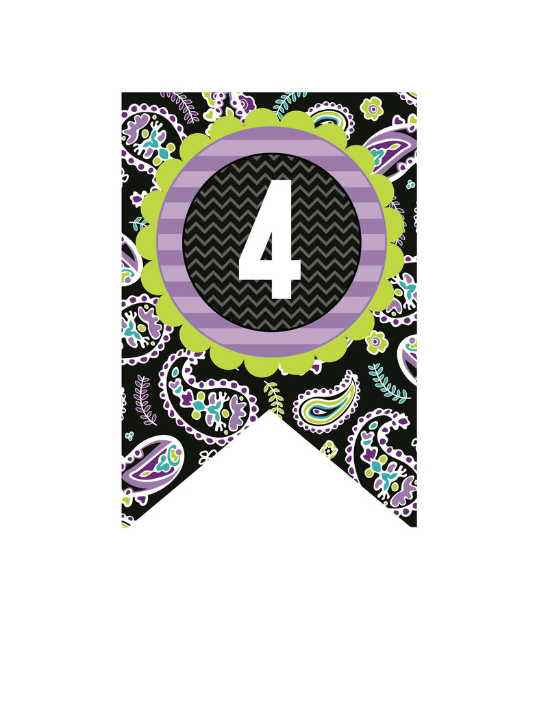 Banner Numbers Midnight Orchid Paisey by UPRINT