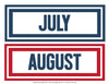 Calendar Months Preppy Nautical Red and Navy Blue by UPRINT