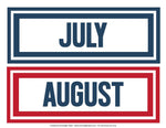 Calendar Months Preppy Nautical Red and Navy Blue by UPRINT