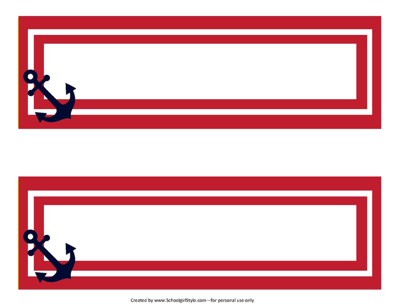 Preppy Nautical Red and Navy Blue Nameplates {UPRINT}