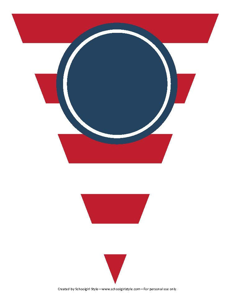 Pennant Preppy Nautical Red and Navy Blue  by UPRINT