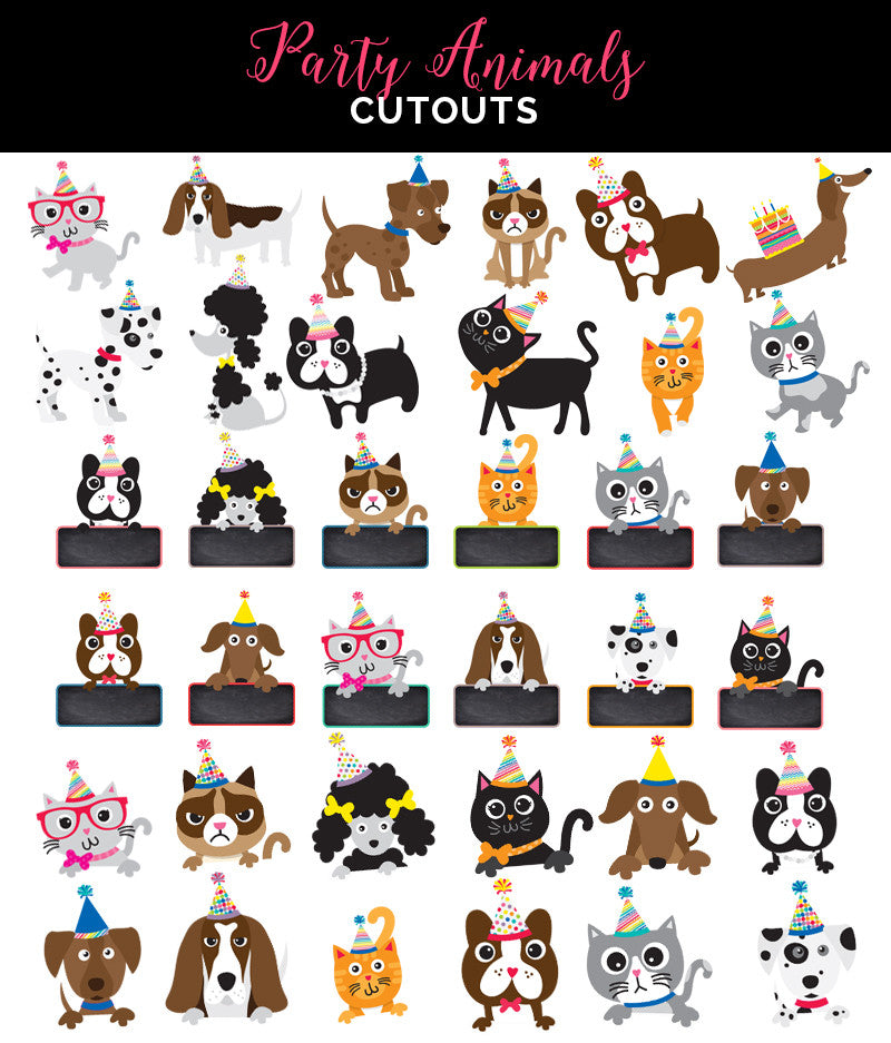 Party Animal Cut Outs | Perfect Pets | UPRINT | Schoolgirl Style