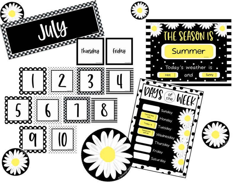 Schoolgirl Style - OOPS-A-DAISY Patterned Calendar Bulletin Board Set {UPRINT}