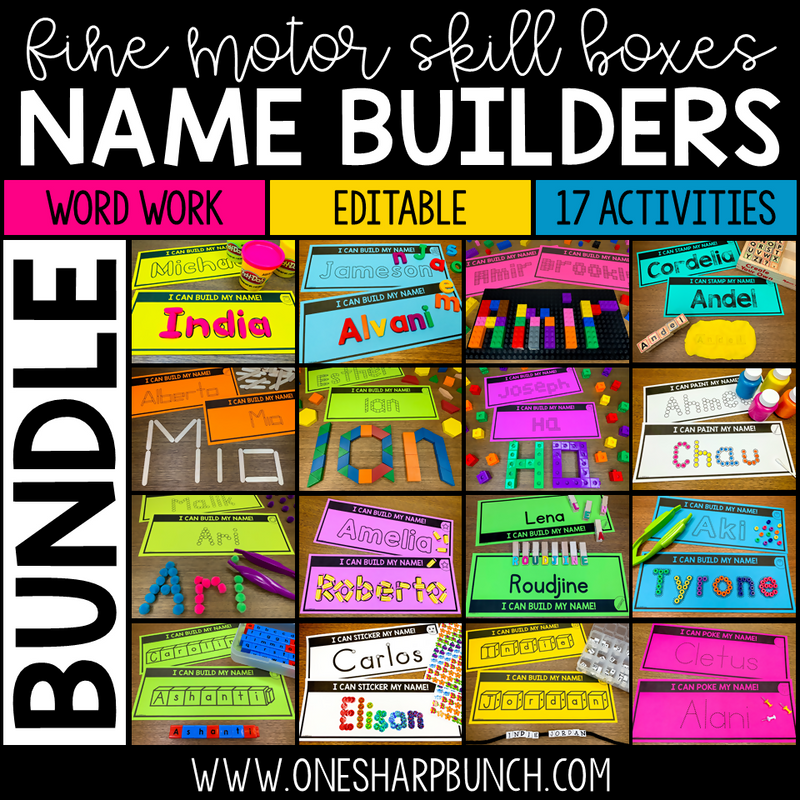 Fine Motor Skill Boxes Name Builders Bundle by One Sharp Bunch