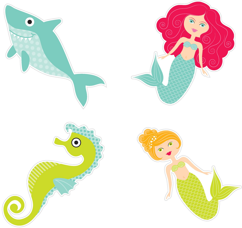 By The Sea Cut Outs - Mermaids, Seahorse, & Friendly Shark