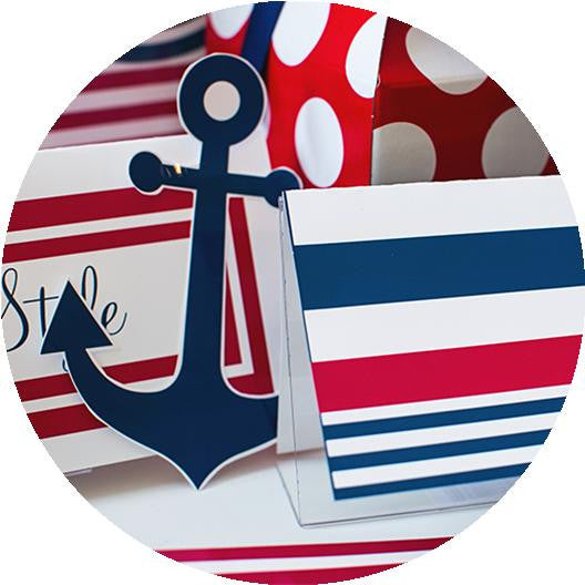 Preppy Nautical Red and Navy Blue full digital collection 