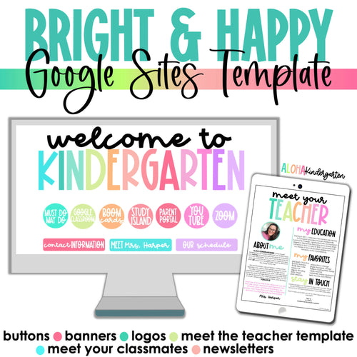 Bright and Happy Google Sites Template by Aloha Kindergarten