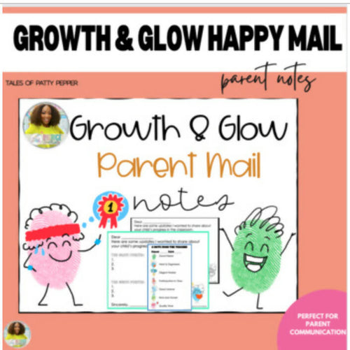 Growth and Glow Happy Mail Parent Notes by Tales of Patty Pepper