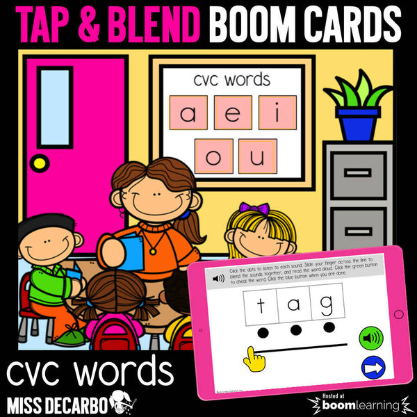 Tap and Blend CVC Phonics Boom Cards | Printable Classroom Resource ...