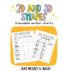 2D and 3D Shapes Traceable Anchor Charts Just Project and Shape by Kinder and Kindness
