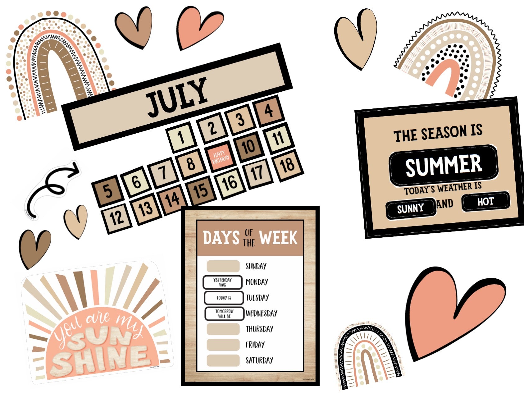 Calendar Bulletin Board Set|Neutral|Schoolgirl Style calendar-bulletin-board-set-neutral-schoolgirl-style