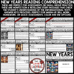 New Year January Reading Comprehension Passages and Questions | Printable Teacher Resources | The Little Ladybug Shop