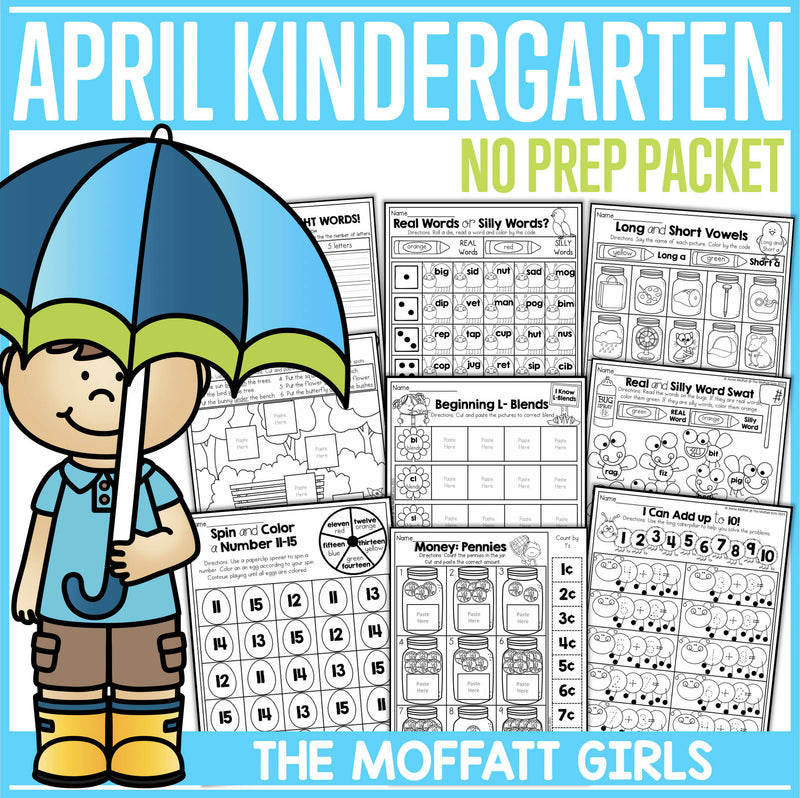 Kindergarten April No Prep Packet by The Moffatt Girls