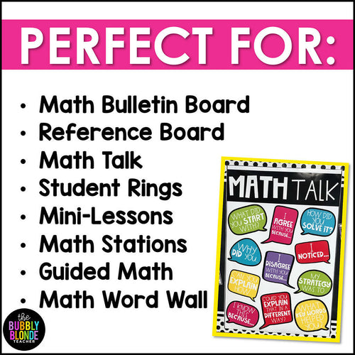Math Talk | Printable Classroom Resource | The Bubbly Blonde Teacher
