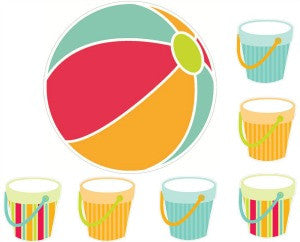 Beachballs and Buckets Cut Outs By The Sea by UPRINT