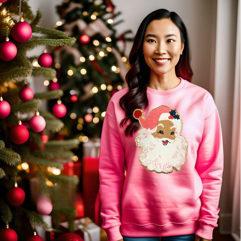 Cheetah Pink Santa Chenille Patch | Sweatshirt | Crafting by Mayra | Hey, TEACH!