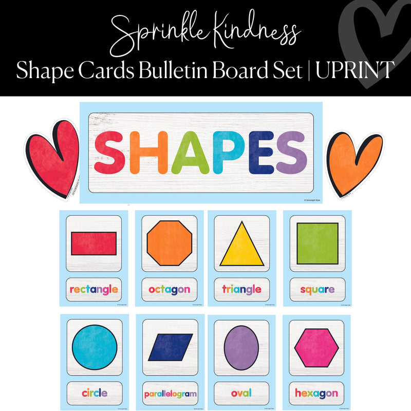 Sprinkle Kindness UPRINT Printable Classroom Decor Bundle Rainbo shape-posters-with-different-shapes-and-words-to-help-students-learn