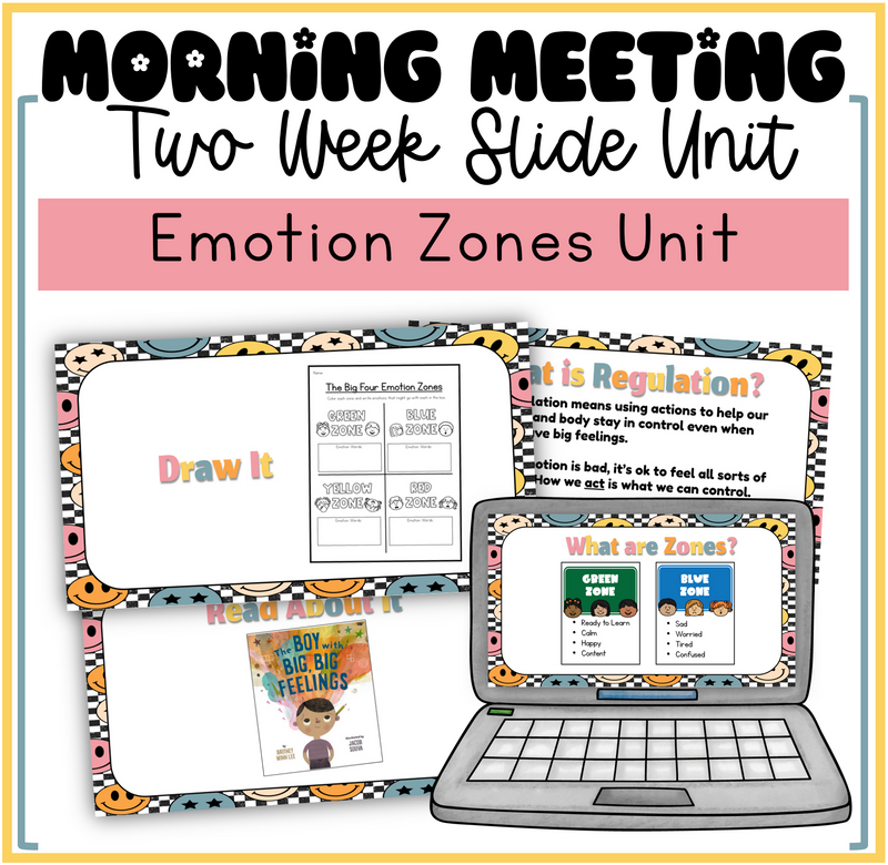 Morning Meeting Two Week Slide Unit Emotion Zones Unit by Mrs. Munch's Munchkins