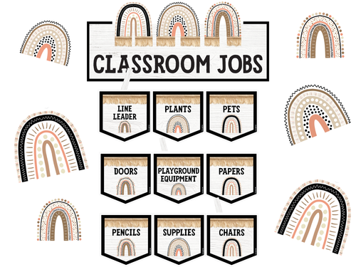 Simply Stylish Boho Rainbow Classroom Jobs Mini Bulletin Board Set by UPRINT