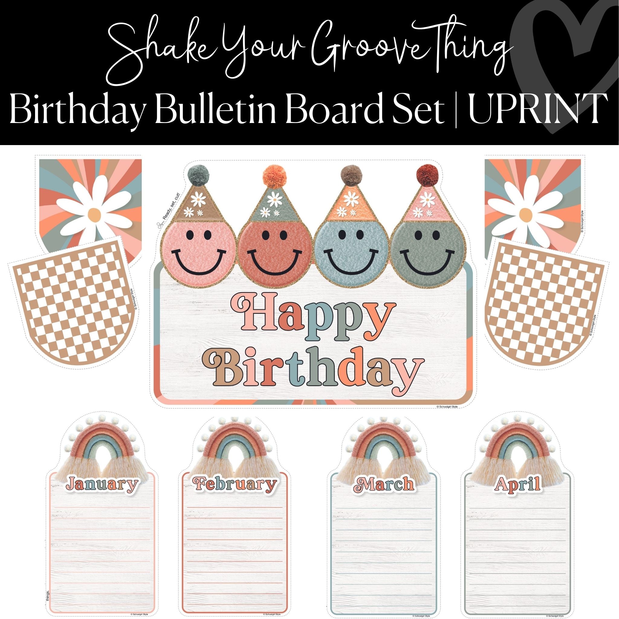 Pastel Happy Birthday Banner - Groovy Holidays