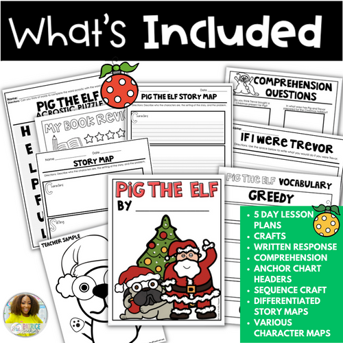 Pig the Elf Book Companion & LOW PREP Craft | Printable Classroom Resource | Tales of Patty Pepper