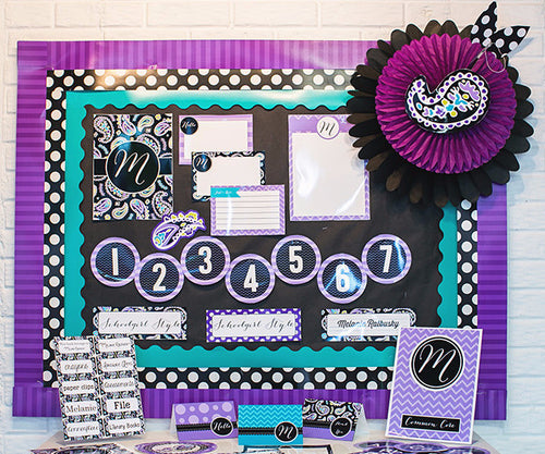 Bulletin Board Letters and Numbers Midnight Orchid Paisley by UPRINT