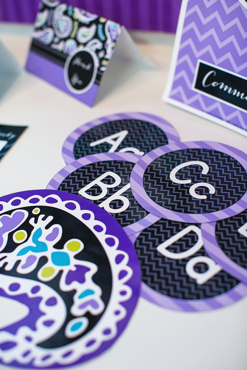 Word Wall Labels | Midnight Orchid Paisley | UPRINT | Schoolgirl Style
