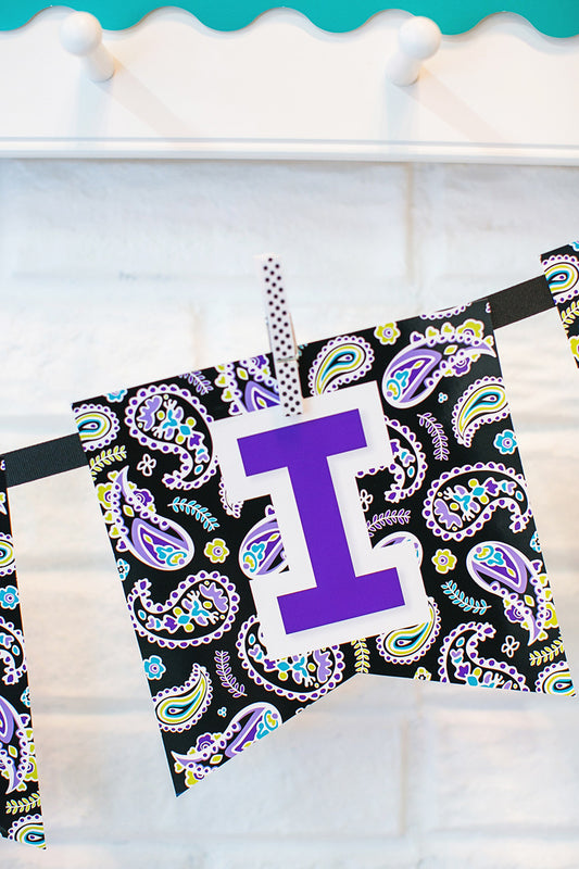 Large Alphabet Pennant Banner | Midnight Orchid Paisley | UPRINT | Schoolgirl Style