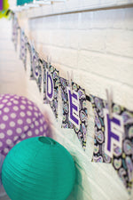 Midnight Orchid Paisley Large Alphabet Pennant Banner {UPRINT}