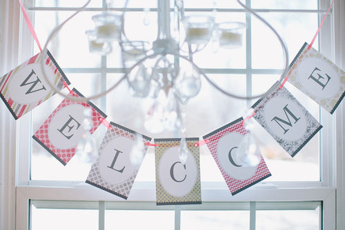 Welcome Banner Vintage Pink by UPRINT