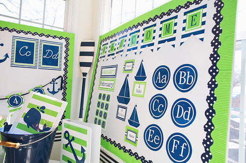 Word Wall Preppy Nautical Lime Green and Navy Blue by UPRINT