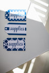Luggage Tags Preppy Nautical Lime Green and Navy Blue by UPRINT