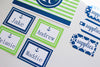Multipurpose Labels Preppy Nautical Lime Green and Navy Blue by UPRINT