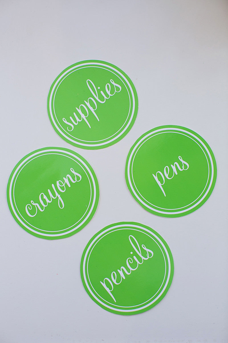 3 inch Round Labels | Preppy Nautical Lime Green & Navy Blue | UPRINT | Schoolgirl Style