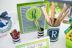 Preppy Nautical Lime Green & Navy Blue Binder Covers